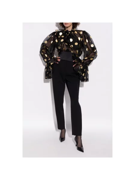 Haftowana bluzka Dolce And Gabbana w grochy żakardowa czarna