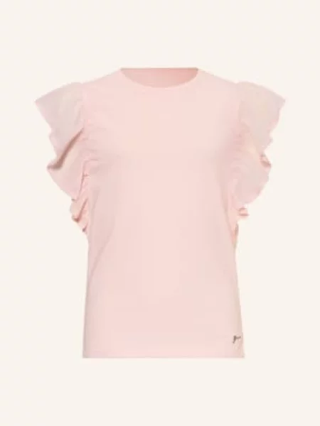 Tričko Guess s volány růžové