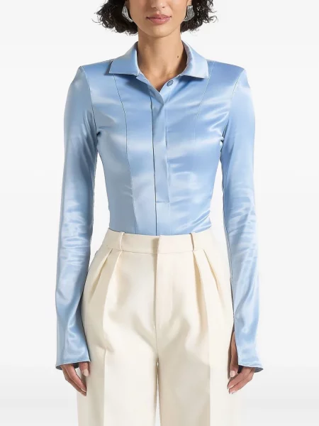 Body Manière De Voir din satin cu picior lat albastru