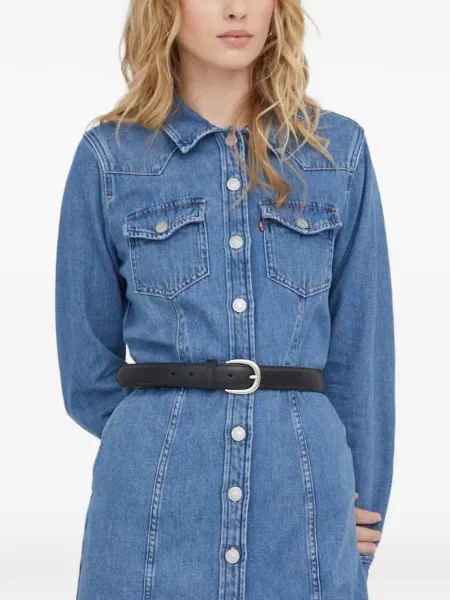 Curea Levi's® cu broderie cu cataramă cu dungi albastru