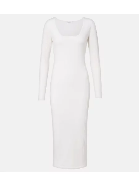 Rochie midi Max Mara de lână până la genunchi de costum alb