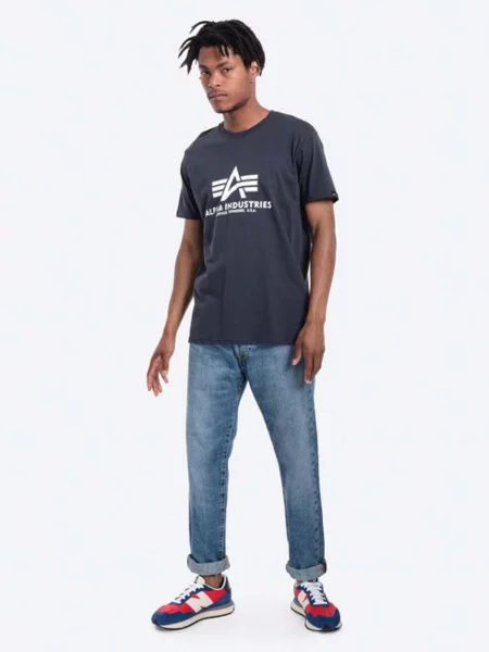 Tričko Alpha Industries Basic navy bílé