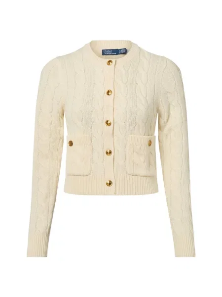 Polo Ralph Lauren Wełniany kardigan z zawartością kaszmiru Kobiety Wełna jednolity S biały