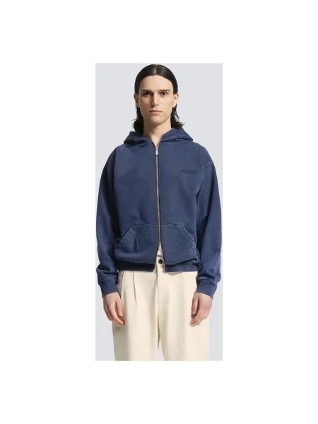 Bluza z kapturem Bram's Fruit z przetarciami niebieska