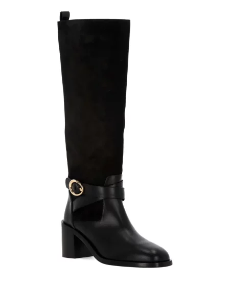Botine Stuart Weitzman din piele cu cataramă negru