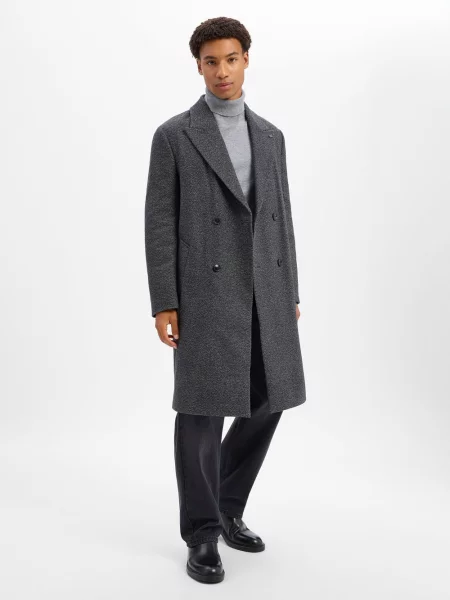 Finshley & Harding London Płaszcz z domieszką wełny Mężczyźni czarny|szary 46 czarny