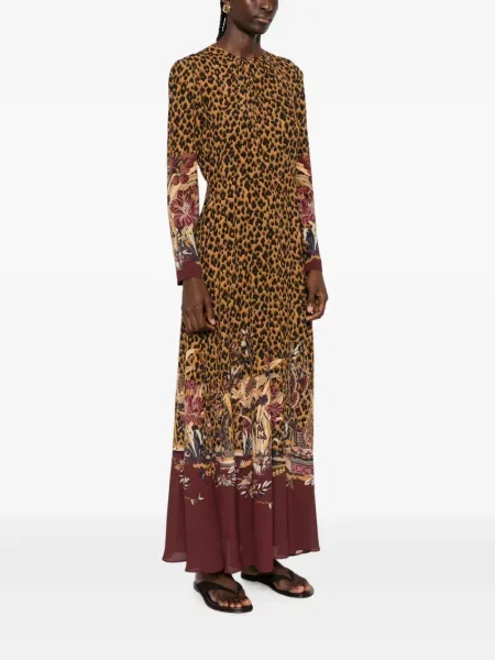 Rochie maxi Etro cu model floral cu imagine maro