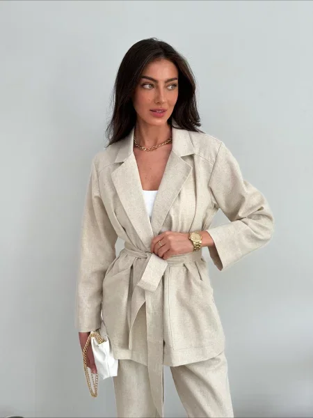 Піджаки ART KNIT молочний льон/бавовна