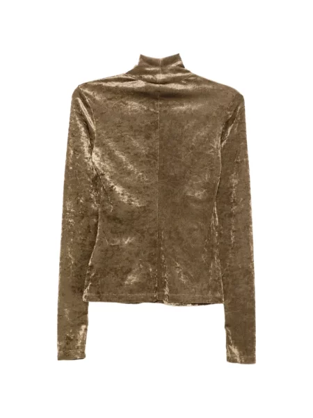 Tricou Just Cavalli de catifea cu volane maro