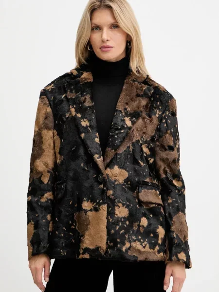 Haveone marynarka oversize wzorzysta brązowy