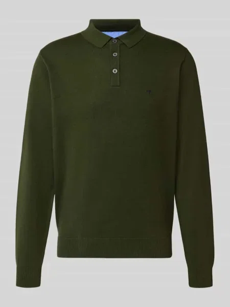 Sweter z dzianiny z kołnierzykiem polo i listwą guzikową Fynch-hatton