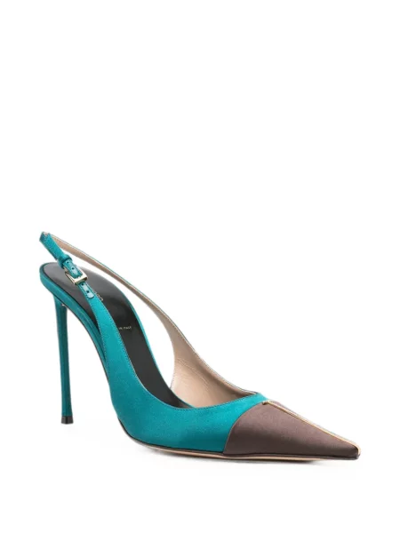Pantofi cu toc Tom Ford din satin slingback verde