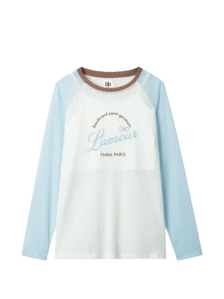 Długi graficzny top B+ab biały