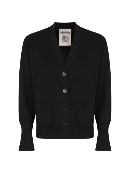 Cardigan Semicouture cu decolteu în V negru