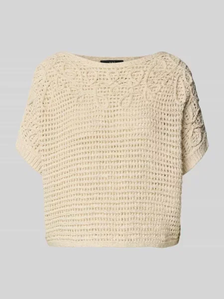 Sweter dzianinowy z dekoltem w łódkę i rękawem Oui