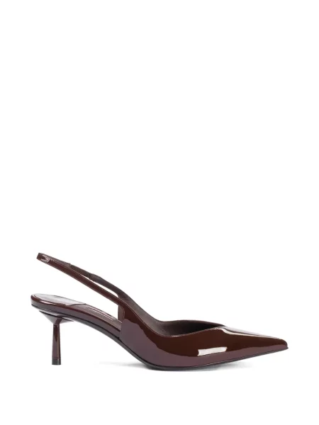 Pantofi cu toc Le Silla din piele de lac slingback maro