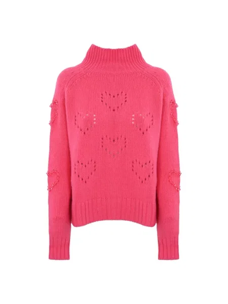 Sweter Mc2 Saint Barth wełniany w serca różowy