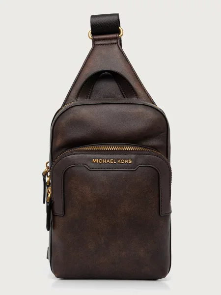 Michael Kors rucsac pentru bărbați din piele HUDSON maro