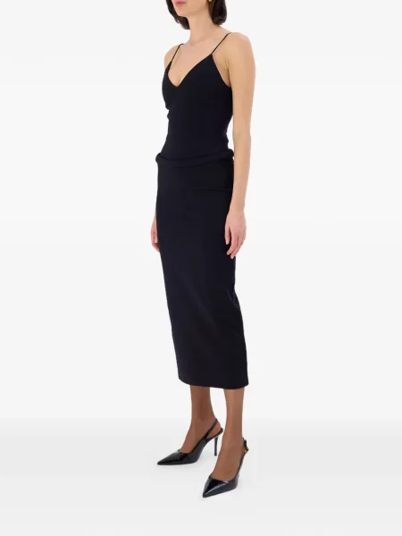 Rochie midi Occleus cu decolteu în V negru