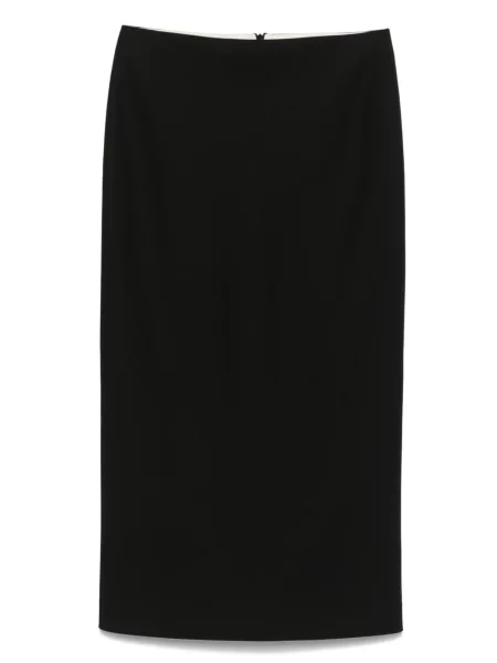 Fustă midi Carven de lână până la genunchi negru