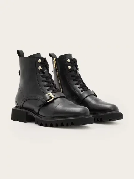 Кожаные ботинки Allsaints черные