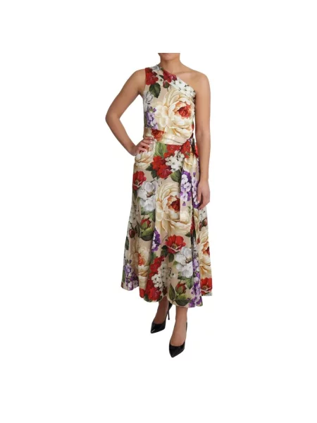 Sukienka Dolce And Gabbana w kwiatki beżowa