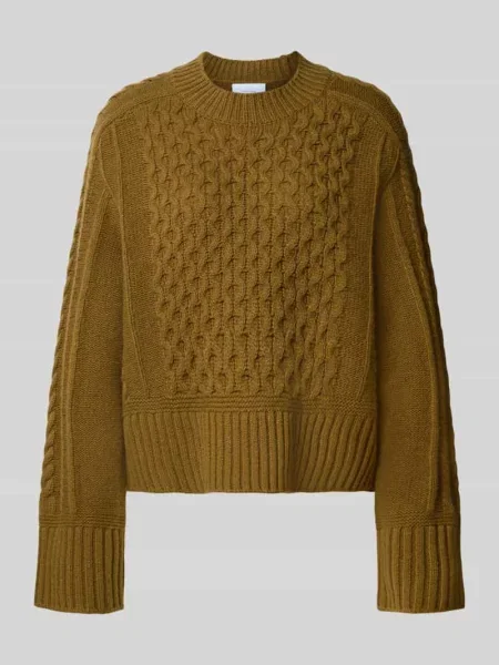 Sweter z dzianiny warkoczowej Boxy Fit wykonany w z wełny Style Icon Collection