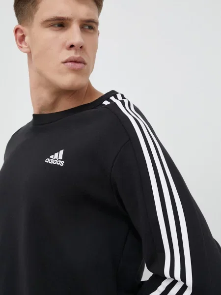 Hanorac Adidas cu dungi din material terry negru