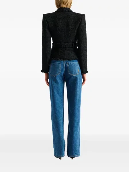 Cu centură geacă Balmain din tweed negru