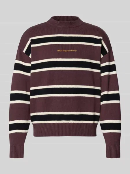 Sweter z dzianiny ze wzorem w paski i wyhaftowanym logo Blkvis