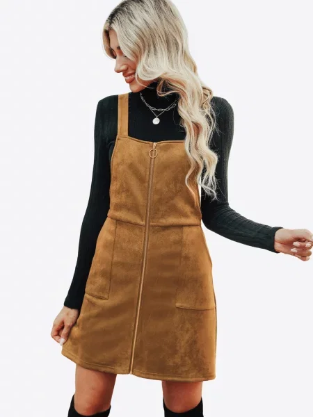 Cupshe Šaty Corduroy' hnedá