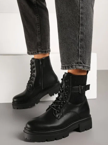 Botine în Stilul Lucrătorilor Grunge Eiase negre