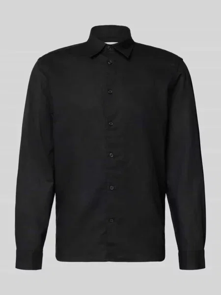 Koszula casualowa z mieszanki lnu i bawełny w kroju regular fit model CLAY LINENBLEND' Selected Homme czarna