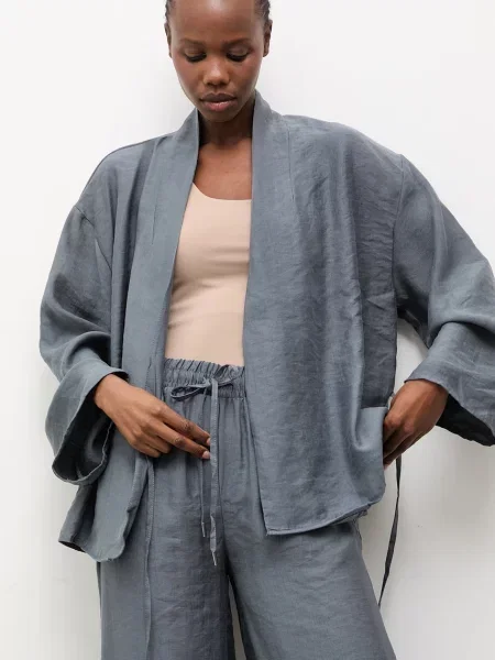 Answear.LAB marynarka z lyocellem niebieska