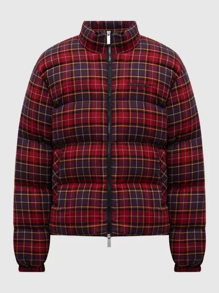 Клетчатый пуховик Off-white бордовый