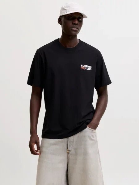 JACK & JONES Tričko JCOMARINA zlatá žltá / tmavooranžová / čierna biela