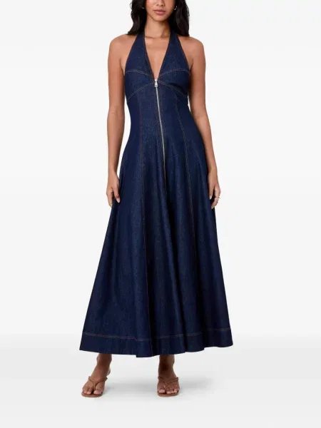 Rochie maxi Nicholas cu gât halter albastru