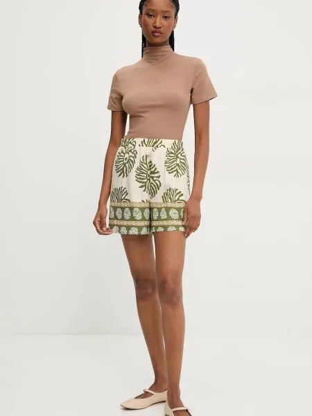 Шорти Answear Lab візерунок висока посадка зелений