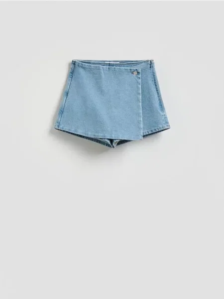 Reserved Fustă tip tenis din denim albastru