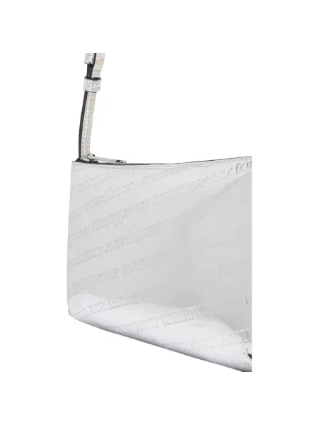 Geantă Tommy Jeans Tjw Must Metallic Shoulder Bag Argintiu negru