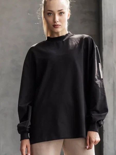 Женский однотонный свитшот чорний