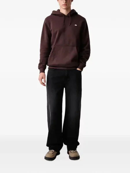 Mikina s kapucí Dickies s autogramem se stahovací šňůrkou hnědá