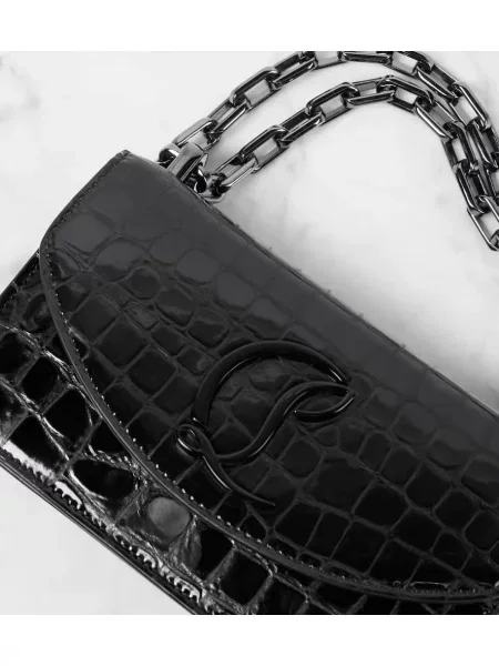 Kožená kožená taška Christian Louboutin čierna