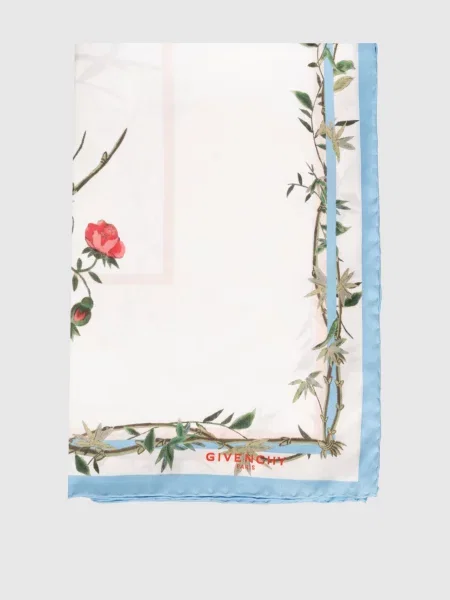 Хустка із шовку в принт Givenchy біла