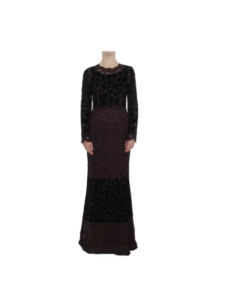 Sukienka maxi Dolce And Gabbana z długim rękawem czarna
