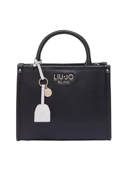 Torba typu tote z aplikacją z logo Model Ridhi' Liu Jo White czarna
