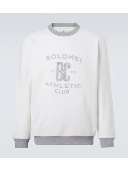 Hanorac grafic Brunello Cucinelli de in cu imagine alb