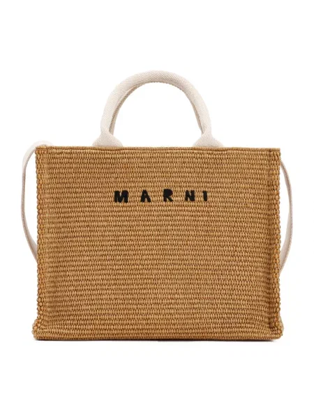 Torba plażowa Marni pleciona brązowa