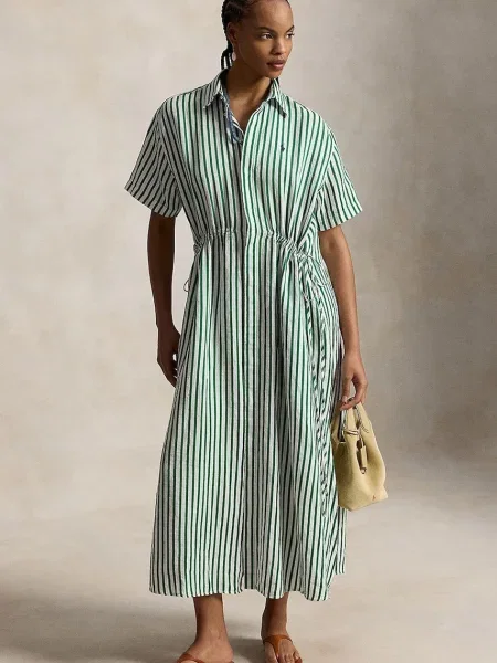 Polo Ralph Lauren rochie tip cămașă cu in verde