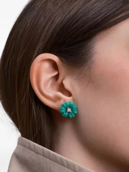 Cercei Aliita cu model floral verde